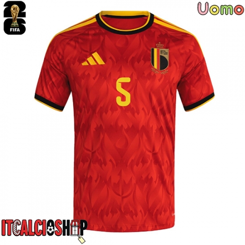 Belgio Maxim De Cuyper #5 Prima Maglia Mondiali 2026 Manica Corta